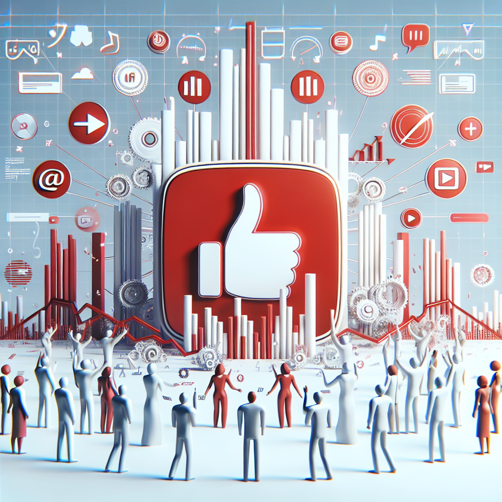 אייקון יוטיוב מוקף בסימני לייק וגרף צמיחה, ממחישים קידום אמיתי ומהיר בערוץ יוטיוב באמצעות קניית לייקים