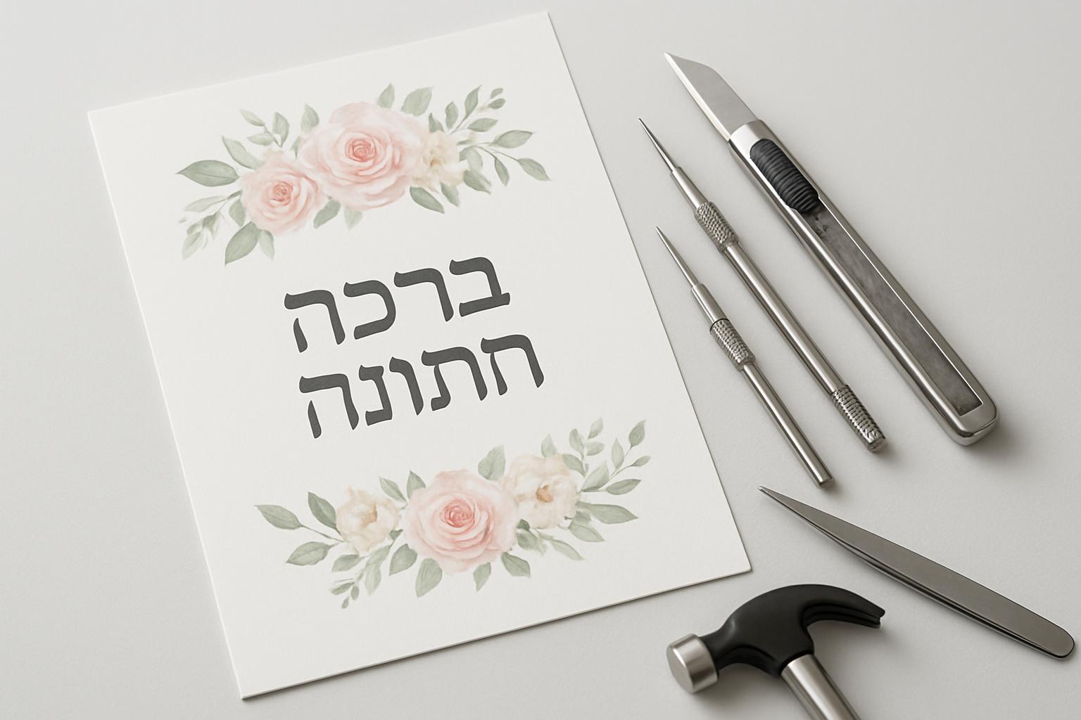 ברכה לחתונה מעוצבת ומוכנה להדפסה עם טקסט מרגש.